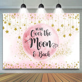 Lofaris Pink Moon And Golden Stars Bokeh Baby Shower Backdrop